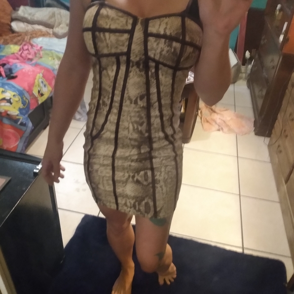 Pripe Snake Skin Bustier Bodycon Sexy Dress - Picture 7 of 12